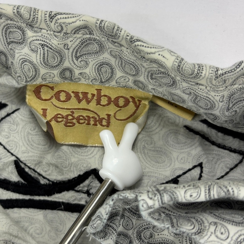 Cowboy Legend Western Shirt Mens XL Gray Paisley Embroidered Snap Button - Picture 4 of 8